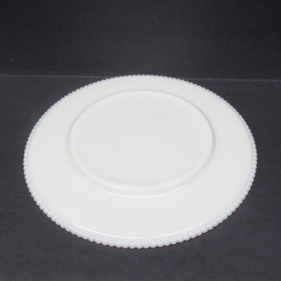 Westmoreland Milk Glass BEADED EDGE 10 1/4 Inch Hand Painted PEAR Plate - Picture 4 of 4